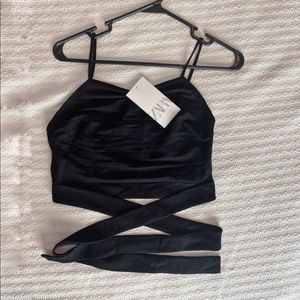 Zara cropped top with tie trf